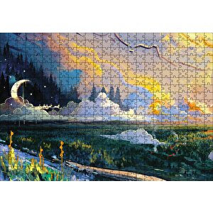 Ebruli Doğa Orman Puzzle Yapboz Mdf Ahşap 500 Parça