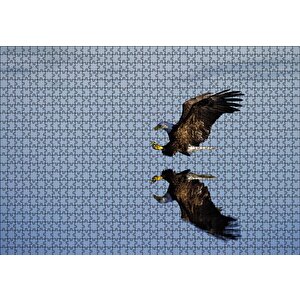 Beyaz Başlı Kartal Yansıma Puzzle Yapboz Mdf Ahşap 1000 Parça