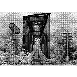 Eski İnşa Edilmiş Demir Yolu Köprüsü Puzzle Yapboz Mdf Ahşap 1000 Parça