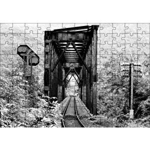 Eski İnşa Edilmiş Demir Yolu Köprüsü Puzzle Yapboz Mdf Ahşap 120 Parça