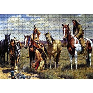 İz Peşindeki Kızılderiler Puzzle Yapboz Mdf Ahşap 500 Parça