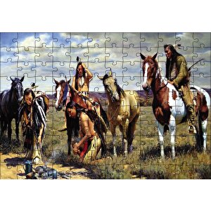 İz Peşindeki Kızılderiler Puzzle Yapboz Mdf Ahşap 120 Parça