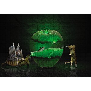 Elma Kaplumbağa Balık Fare Fantastik Puzzle Yapboz Mdf Ahşap 255 Parça