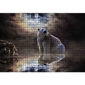 Kutup Ayısı Doğa Gece Puzzle Yapboz Mdf Ahşap 1000 Parça