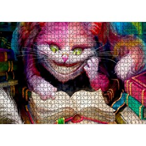 Gülümseyen Kedi Alice Harikalar Diyarı Görsel Puzzle Yapboz Mdf Ahşap 1000 Parça
