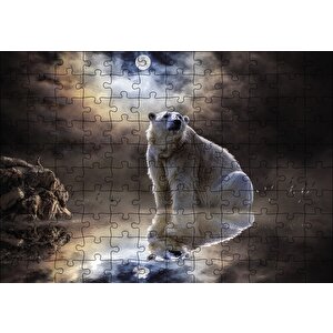 Kutup Ayısı Doğa Gece Puzzle Yapboz Mdf Ahşap 120 Parça