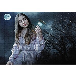Fantazi Genç Güzel Kadın Karanlık Puzzle Yapboz Mdf Ahşap 255 Parça