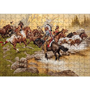 Kızılderili Vahşi Atlar Puzzle Yapboz Mdf Ahşap 255 Parça