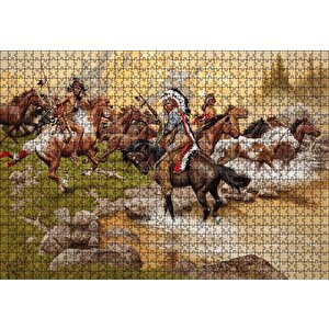 Kızılderili Vahşi Atlar Puzzle Yapboz Mdf Ahşap 1000 Parça