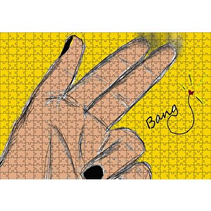 El İşareti Bang Puzzle Yapboz Mdf Ahşap 500 Parça