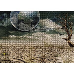 Dünya Ve Kuraklık Puzzle Yapboz Mdf Ahşap 1000 Parça