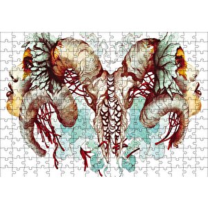 İki Çift Boynuzlu Yüz Puzzle Yapboz Mdf Ahşap 255 Parça
