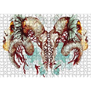 İki Çift Boynuzlu Yüz Puzzle Yapboz Mdf Ahşap 500 Parça