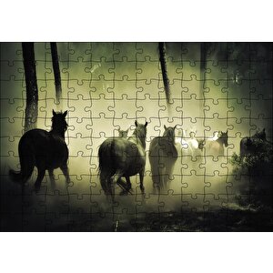 Horses Puzzle Yapboz Mdf Ahşap 120 Parça