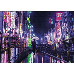 Gecede Uzak Doğu Şehri Puzzle Yapboz Mdf Ahşap 120 Parça