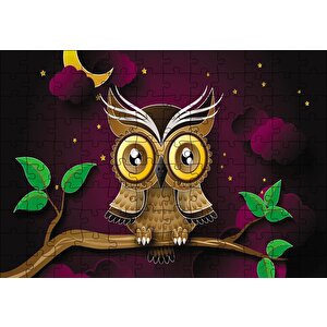 Sevimli Baykuş Puzzle Yapboz Mdf Ahşap 120 Parça