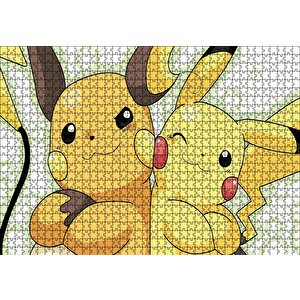 Pikachu And Raichu Puzzle Yapboz Mdf Ahşap 1000 Parça