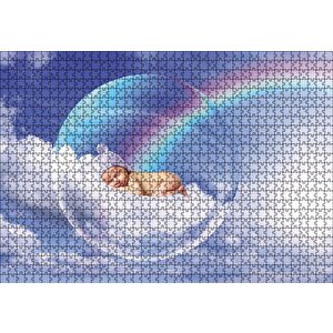 Bulutlarda Baloncuk İçindeki Bebek Puzzle Yapboz Mdf Ahşap 1000 Parça