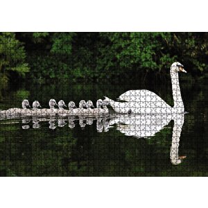 Kuğu Ve Yavrular Puzzle Yapboz Mdf Ahşap 1000 Parça