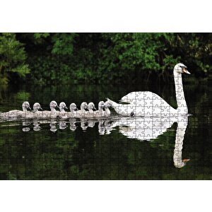 Kuğu Ve Yavrular Puzzle Yapboz Mdf Ahşap 500 Parça