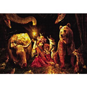 Küçük Kız Duygusal Hayvanlar Puzzle Yapboz Mdf Ahşap 500 Parça