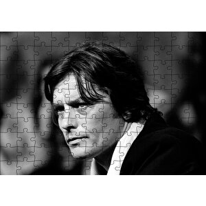 Alain Delon Siyah Beyaz Puzzle Yapboz Mdf Ahşap 120 Parça