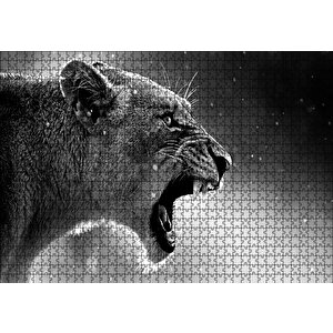 Kükreyen Aslan Puzzle Yapboz Mdf Ahşap 1000 Parça