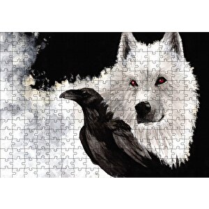 Beyaz Kurt Karga Puzzle Yapboz Mdf Ahşap 255 Parça