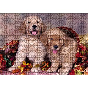 Sepetteki Yavru Köpekler Puzzle Yapboz Mdf Ahşap 1000 Parça