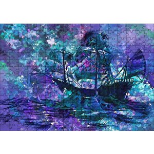 Boyama Fırtınada Yelkenli Gemi Puzzle Yapboz Mdf Ahşap 255 Parça