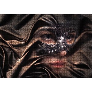Kumaş Örtülü Maskeli Kadın Puzzle Yapboz Mdf Ahşap 1000 Parça