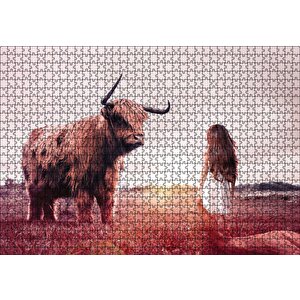 Çocuk Ve Boğa Puzzle Yapboz Mdf Ahşap 1000 Parça