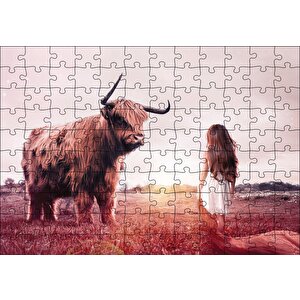 Çocuk Ve Boğa Puzzle Yapboz Mdf Ahşap 120 Parça