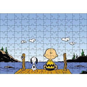 Snoopy Charlie Kahverengi Puzzle Yapboz Mdf Ahşap 120 Parça