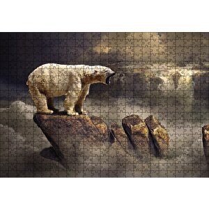Fantastik Bulutların Üstündeki Beyaz Ayı Puzzle Yapboz Mdf Ahşap 500 Parça