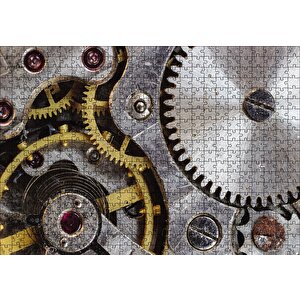 Eski Saat Çarkları Puzzle Yapboz Mdf Ahşap 500 Parça