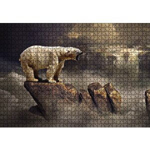 Fantastik Bulutların Üstündeki Beyaz Ayı Puzzle Yapboz Mdf Ahşap 1000 Parça