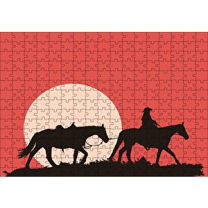 Kovboy Ve Atları Puzzle Yapboz Mdf Ahşap 255 Parça