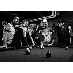Bilardo Oyuncuları Nostalji Puzzle Yapboz Mdf Ahşap 120 Parça