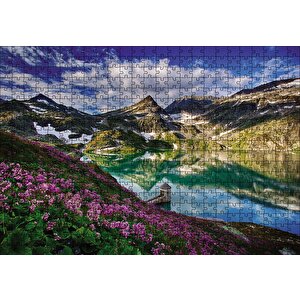 Göl Etrafında Dağlar Bahar Puzzle Yapboz Mdf Ahşap 500 Parça