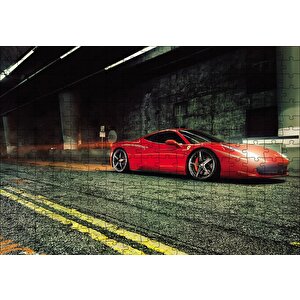 Kırmızı Ferrari Puzzle Yapboz Mdf Ahşap 255 Parça