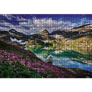 Göl Etrafında Dağlar Bahar Puzzle Yapboz Mdf Ahşap 1000 Parça