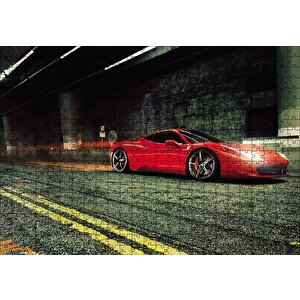 Kırmızı Ferrari Puzzle Yapboz Mdf Ahşap 500 Parça