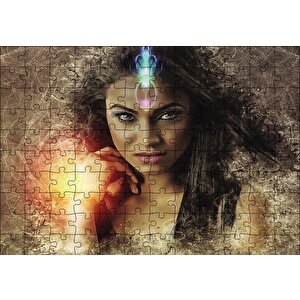 Işık Şaçan Kadın Fantastik Puzzle Yapboz Mdf Ahşap 120 Parça