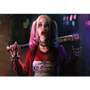 Harley Quinn Boyalı Puzzle Yapboz Mdf Ahşap 1000 Parça