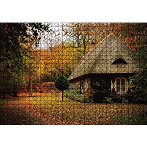 Cakapuzzle  Sonbaharda Bordo Ev Puzzle Yapboz Mdf Ahşap