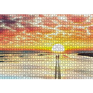 Gün Batımı Çiftler Elele Puzzle Yapboz Mdf Ahşap 1000 Parça