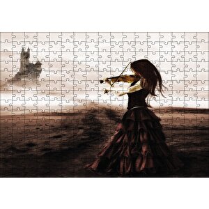 Rüyadaki Kemancı Kadın Soyut Puzzle Yapboz Mdf Ahşap 255 Parça