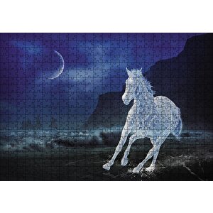 Buzlu At Gece Fantastik Puzzle Yapboz Mdf Ahşap 500 Parça