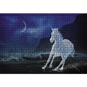 Buzlu At Gece Fantastik Puzzle Yapboz Mdf Ahşap 1000 Parça